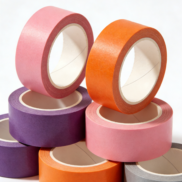 Colorful masking tape rolls for packaging