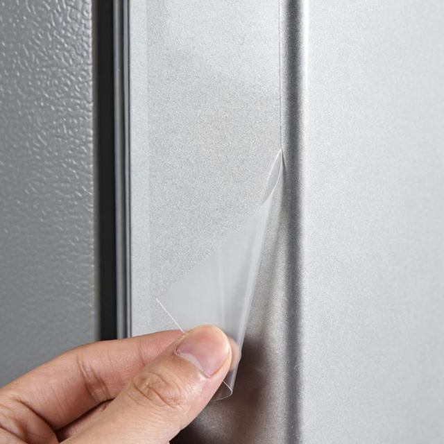 Protective film on stainless steel refrigerator door