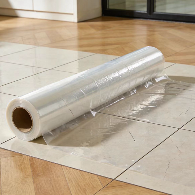 Clear protective film roll for floor protection