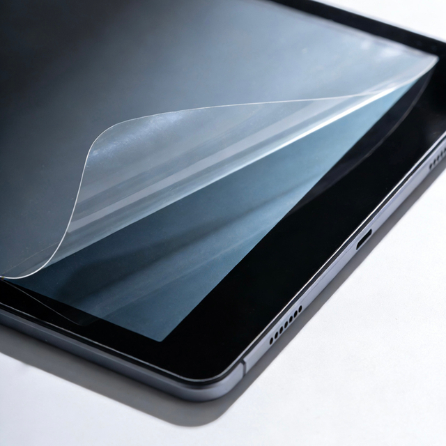 Protective film peeled from tablet screen